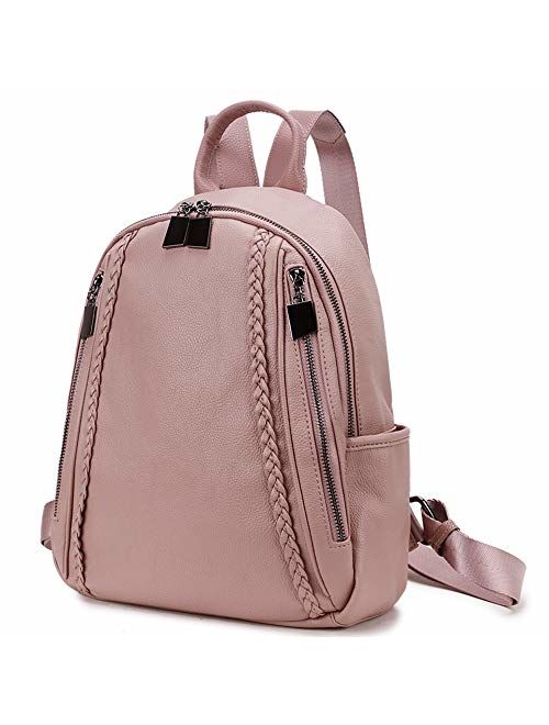 Women Backpack Purse,Fashion Grain PU Leather and Nylon Shoulder Bag for Ladies Small Casual Daypack