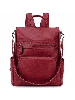 Backpack Purse for Women,RAVUO PU Leather Anti-theft Backpack Fashion Convertible Shoulder Bag for Ladies Three Ways to Carry