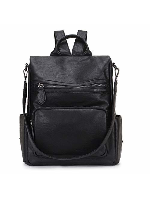 Backpack Purse for Women,RAVUO PU Leather Anti-theft Backpack Fashion Convertible Shoulder Bag for Ladies Three Ways to Carry