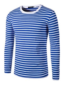 THWEI Men Long Sleeve Tshirt Striped Casual Pullover Basic Crew Neck Tee T Shirt Mime Costume