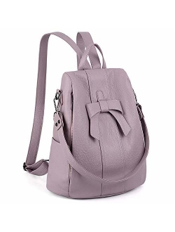 Women ANTI-THEFT Backpack Purse PU Washed Leather Convertible Ladies Rucksack Bowknot Shoulder Bag