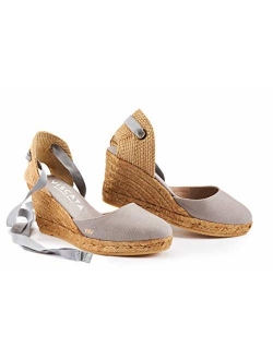 VISCATA Handmade in Spain Sagaro 2.5" Wedge, Soft Ankle-Tie, Closed Toe, Classic Espadrilles Heel