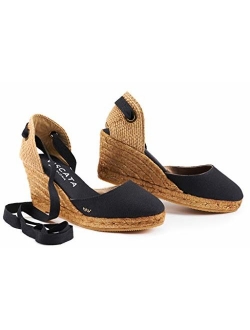 VISCATA Handmade in Spain Sagaro 2.5" Wedge, Soft Ankle-Tie, Closed Toe, Classic Espadrilles Heel