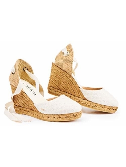 VISCATA Handmade in Spain Sagaro 2.5" Wedge, Soft Ankle-Tie, Closed Toe, Classic Espadrilles Heel