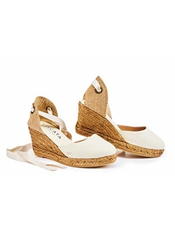 VISCATA Handmade in Spain Sagaro 2.5" Wedge, Soft Ankle-Tie, Closed Toe, Classic Espadrilles Heel