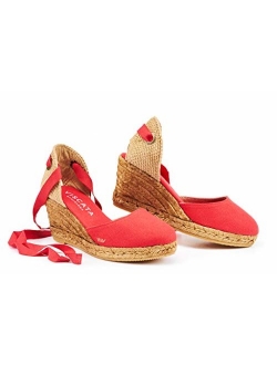 VISCATA Handmade in Spain Sagaro 2.5" Wedge, Soft Ankle-Tie, Closed Toe, Classic Espadrilles Heel