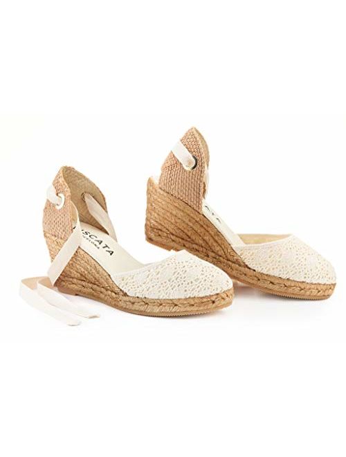 VISCATA Handmade in Spain Sagaro 2.5" Wedge, Soft Ankle-Tie, Closed Toe, Classic Espadrilles Heel