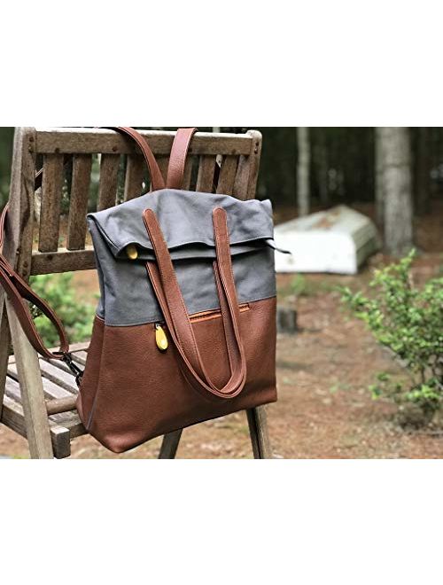 Canopy Verde Cloth and Vegan Leather selling backpack tote