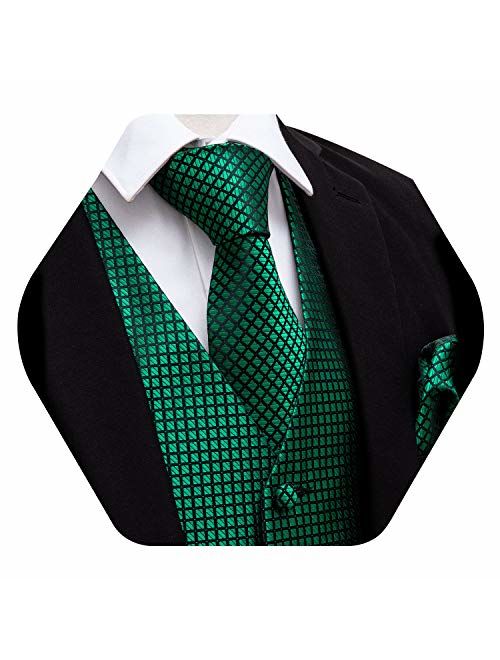 YOHOWA Mens Formal Suit Vest Paisley Waistcoat with Necktie Pocket Square Cufflinks or Bow Tie