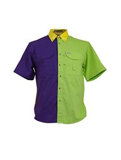 Tiger Hill Mardi Gras Men's Fishing Shirt Short Sleeves