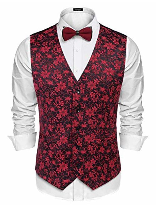 COOFANDY Mens V-Neck Sleeveless Slim Fit Vest,Jacket Business Suit Dress Vest