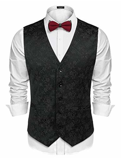 COOFANDY Mens V-Neck Sleeveless Slim Fit Vest,Jacket Business Suit Dress Vest