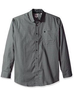 Men's Classic Fit Long Sleeve Button One Open Pocket Print Shirt