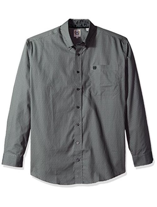 Cinch Men's Classic Fit Long Sleeve Button One Open Pocket Print Shirt