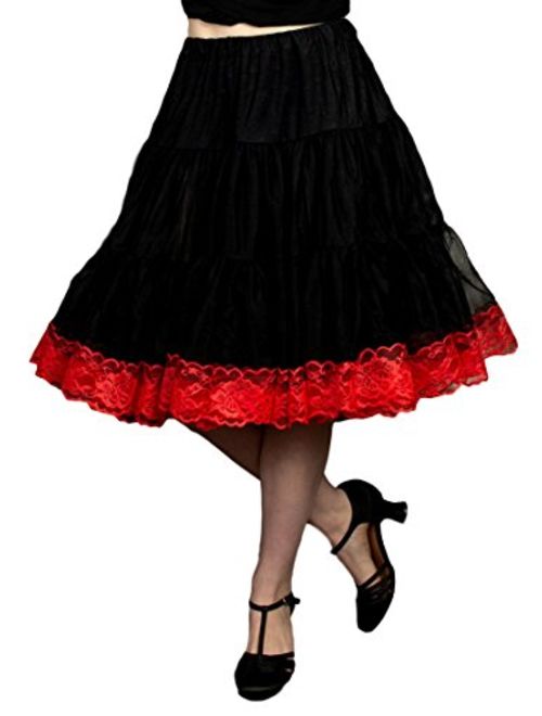 Malco Modes Zooey Luxury Chiffon Adult Petticoat Slip, Lace Trim, Adjustable