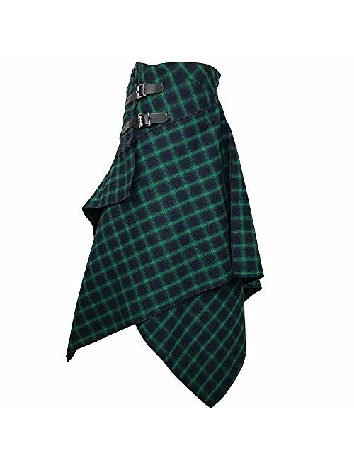 Handkerchief Skirt - 3 Pocket Tartan Plaid Skirt with Handkerchief Hemline in 2 Traditional Scottish Colors