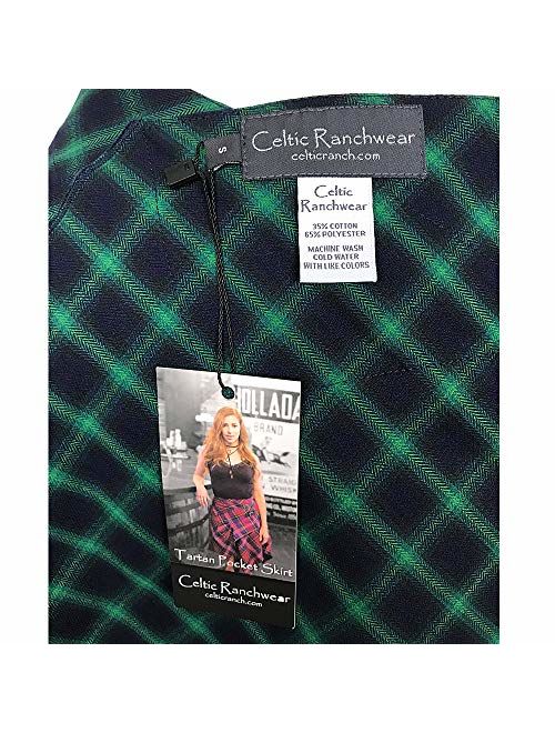 Handkerchief Skirt - 3 Pocket Tartan Plaid Skirt with Handkerchief Hemline in 2 Traditional Scottish Colors