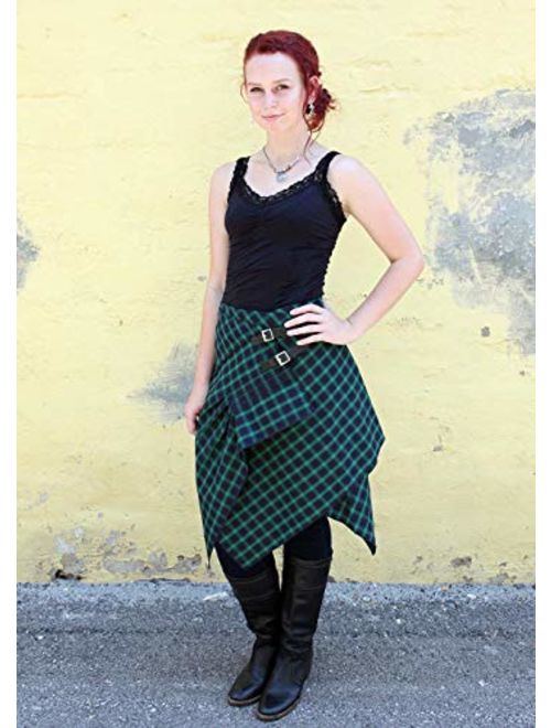 Handkerchief Skirt - 3 Pocket Tartan Plaid Skirt with Handkerchief Hemline in 2 Traditional Scottish Colors