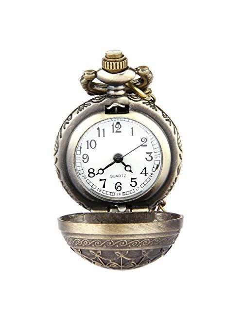 JewelryWe Vintage Retro Angel Wing Legendary Flying Ball Pendant Necklace Steampunk Pocket Watch for Valentine's Day (with Gift Bag)