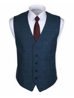 Ruth&Boaz 2Pockets 5Buttons Wool Herringbone Tweed Business Suit Vest