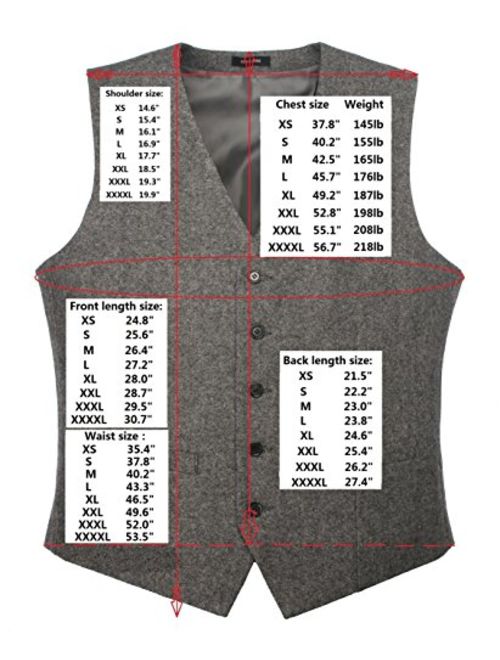 Ruth&Boaz 2Pockets 5Buttons Wool Herringbone Tweed Business Suit Vest