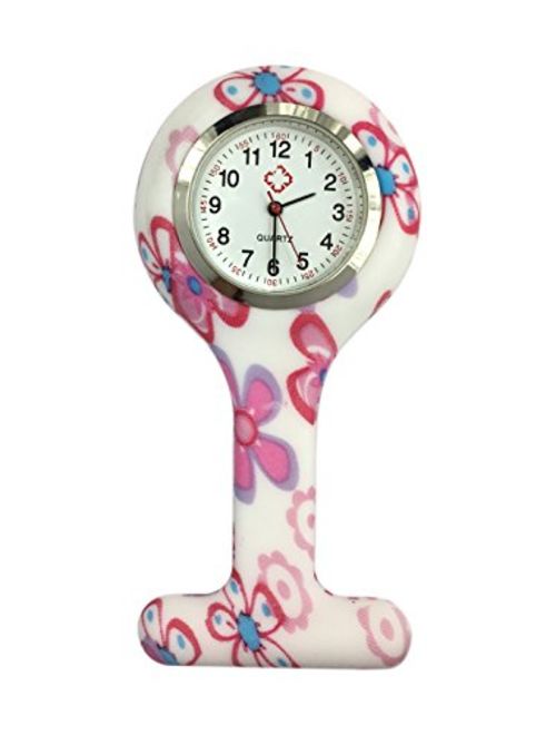 Women Square Silicone Quartz Nurse Watch Lapel Hanging Fob Watch