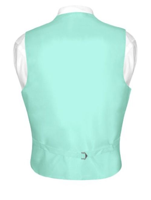 Men's Dress Vest & Necktie Solid Aqua Green Color Neck Tie Set for Suit or Tux