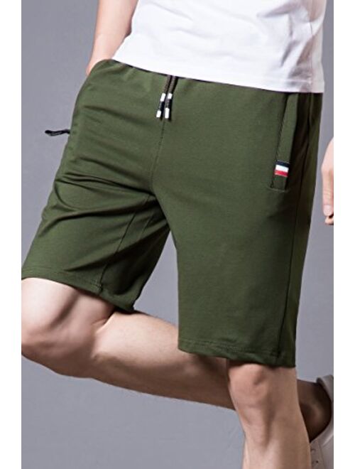 Big Boy's Casual Shorts Summer Cotton Classic Fit Elastic Waist Shorts with Zipper Pockets