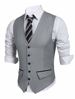 JINIDU Mens Slim Fit Dress Vest Business Suit Vest Formal Wedding Waistcoat