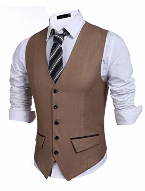 JINIDU Mens Slim Fit Dress Vest Business Suit Vest Formal Wedding Waistcoat