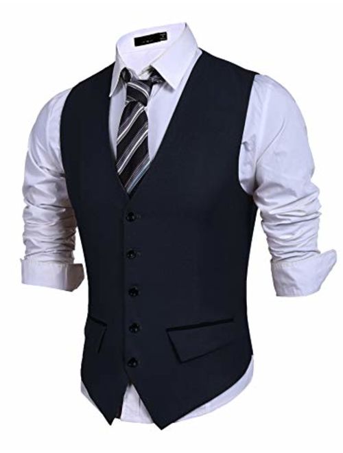 JINIDU Mens Slim Fit Dress Vest Business Suit Vest Formal Wedding Waistcoat