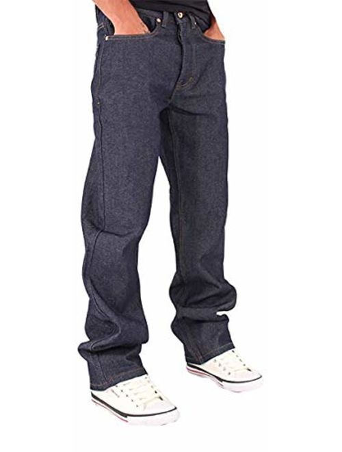 Rocawear Men's Double R Denim Loose Fit Jeans, Raw Indigo