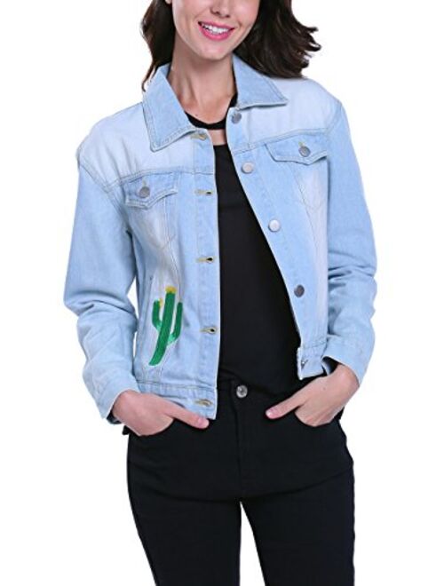 MISS MOLY Womens Cropped Denim Jacket Frayed Washed Button Up Casual Jean Jacket Vest w 2 Side Pockets