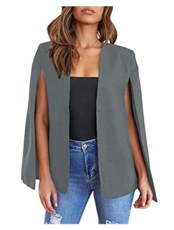 GAMISOTE Womens Casual Blazer Cape Open Front Split Sleeve Long Cloak Jacket Coat Workwear