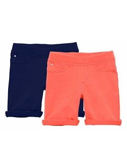 KIDPIK Shorts for Girls - 2 Pack Kids 5 Pocket Knit Bermuda Spring or Summer Shorts