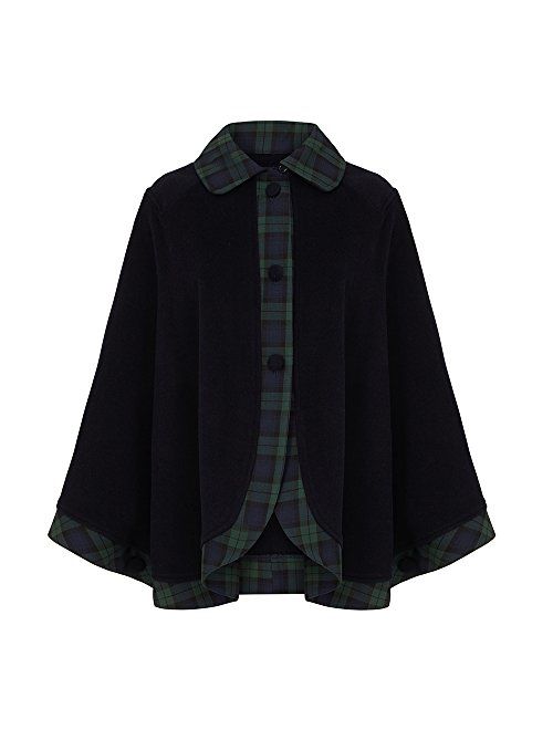 Oxfords Cashmere Tartan Trim Cape