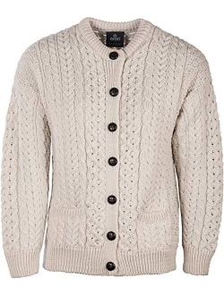 Carraig Donn 100% Irish Merino Wool Ladies Lumber Sweater with Pockets.