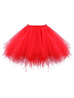 Honeystore Women's Short Vintage Ballet Puffy Tutu Petticoat Skirt