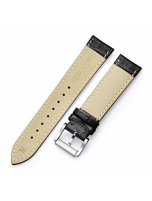 Skydon Watch Band - Top Alligator Grain Leather Watch Strap for Men and Women - Choice of Color & Width - 18mm 19mm 20mm 21mm 22mm