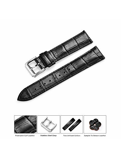 Skydon Watch Band - Top Alligator Grain Leather Watch Strap for Men and Women - Choice of Color & Width - 18mm 19mm 20mm 21mm 22mm