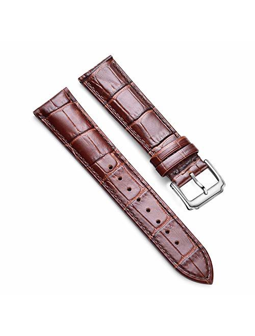 Skydon Watch Band - Top Alligator Grain Leather Watch Strap for Men and Women - Choice of Color & Width - 18mm 19mm 20mm 21mm 22mm