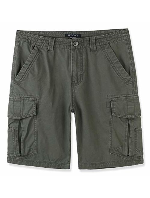 HETHCODE Mens Authentics Premium Athletic Regular Fit Cotton Canvas Cargo Short