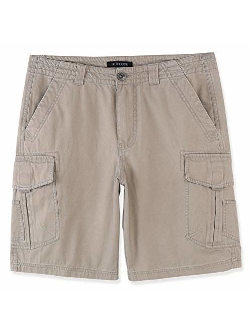 HETHCODE Mens Authentics Premium Athletic Regular Fit Cotton Canvas Cargo Short