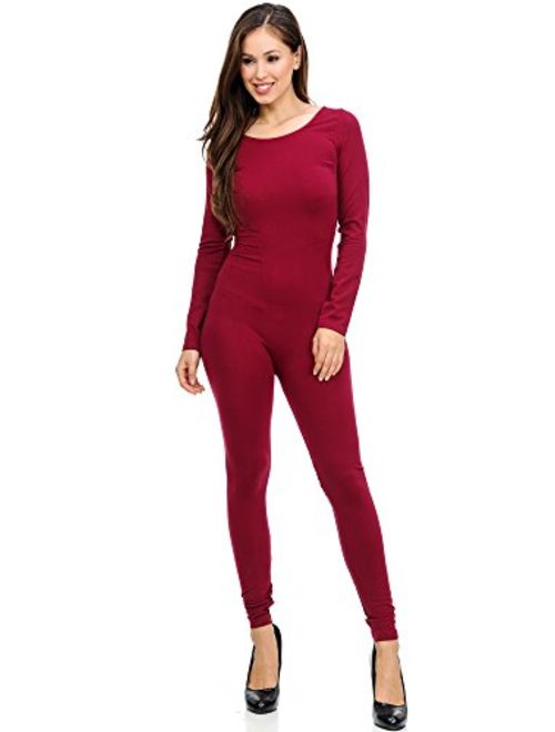 World of Leggings Women's Premium Basic Full Nylon Spandex Jumpsuit - Shop 6 Colors