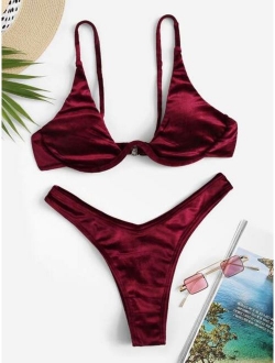 Deep Plunge Underwired High Cut Bikini Swimsuit