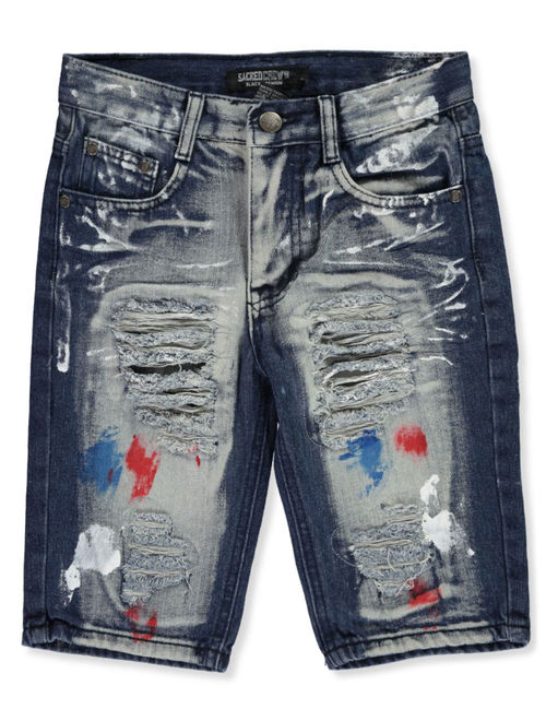 Sacred Crown Boys' Paint Splatter Denim Shorts (Little Boys)