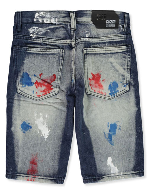 Sacred Crown Boys' Paint Splatter Denim Shorts (Little Boys)