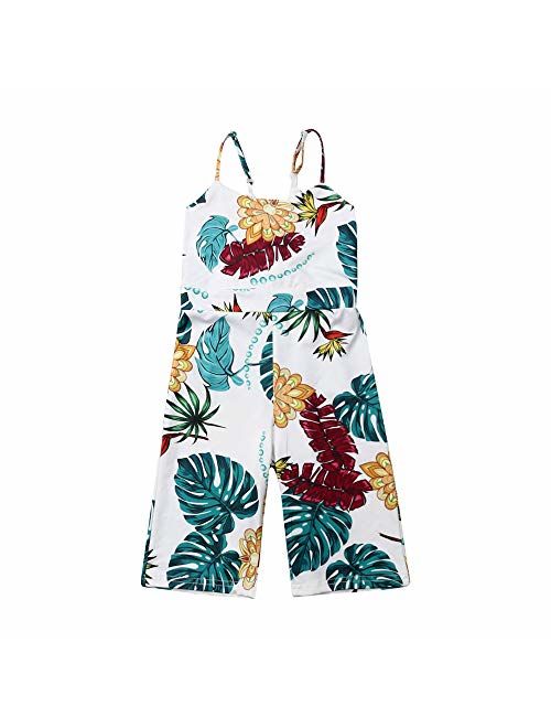 DuAnyozu Toddler Kids Little Girls Off Shoulder Jumpsuits Rompers Spring Summer Ruffle Overalls Beach Outfits