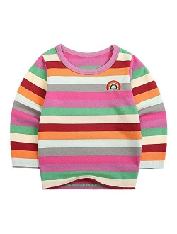 Boys Cotton Long Sleeve T-Shirts Rainbow Striped Shirts