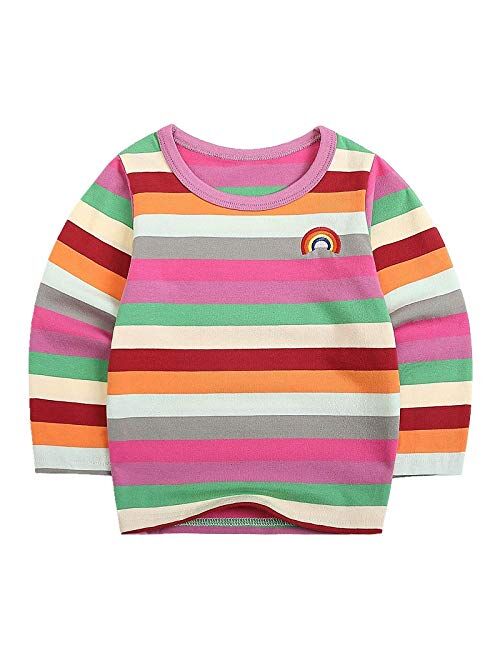 Boys Cotton Long Sleeve T-Shirts Rainbow Striped Shirts